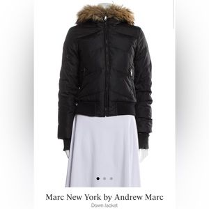 Fox fur black down bomber jacket xs